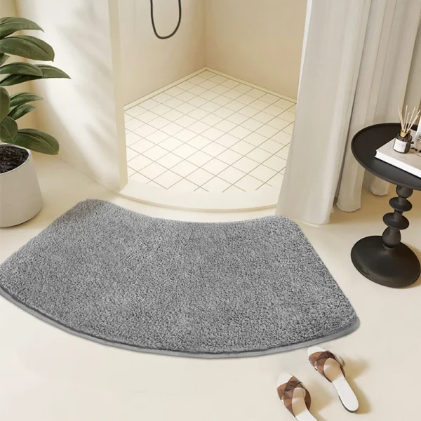 tapis salle de bain rond gris