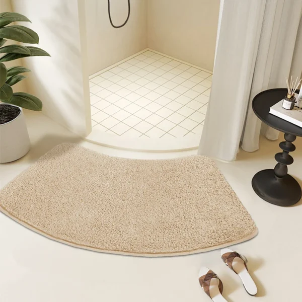 tapis salle de bain rond beige