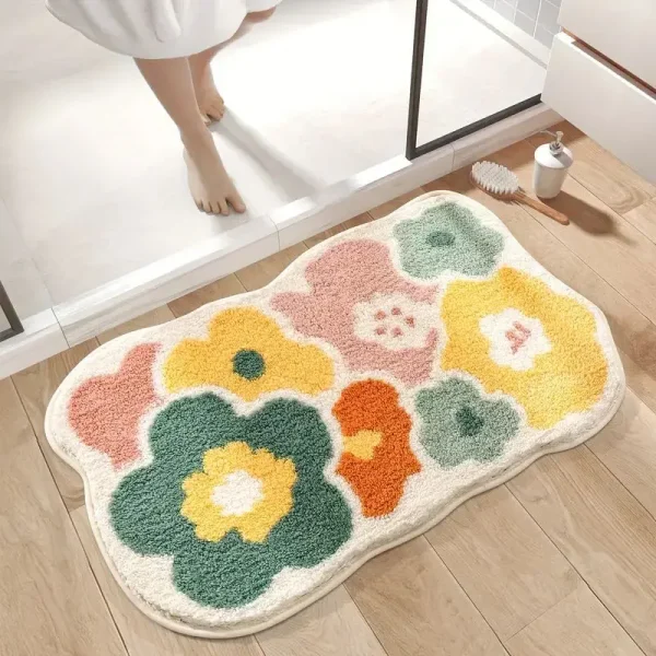 tapis de bain motif fleur